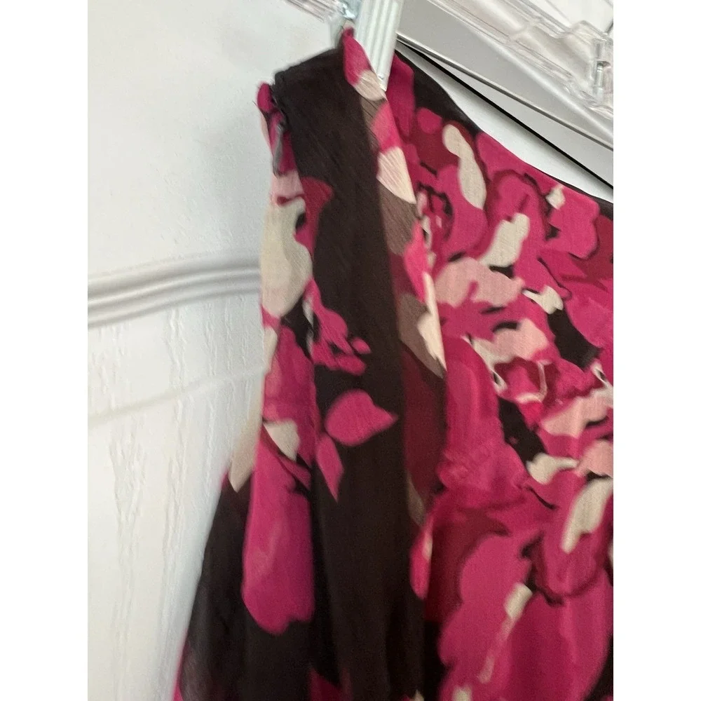 Nine West Pink Floral Women's‎ Skirt 10 Work Office Wear 100% Silk Whimsy